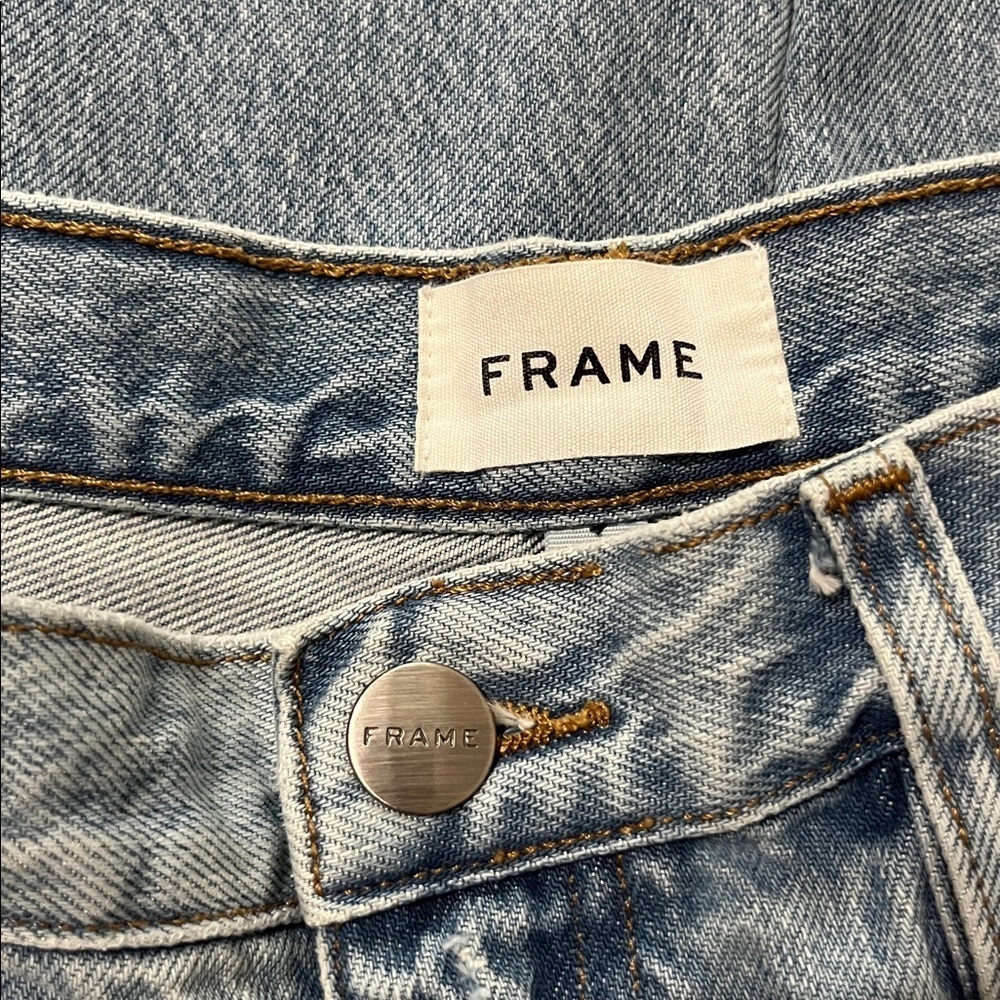 Frame Barrel High Rise Nappa Rips Distressed Cropped Jeans - Picture 12 of 15